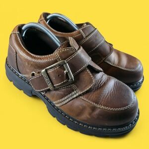 Vintage 90s Y2K GBX Brown Chunky Leather Buckle Boot Shoe Men's Size 11